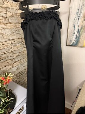 Onyx Nite Black Formal Dress with Strap Detail